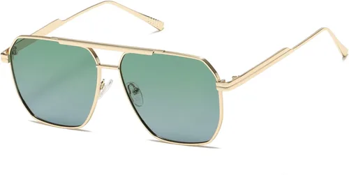 Vista 9 de kimorn Gafas de sol polarizadas para mujer y hombre, retro, de gran tamaño, cuadradas, vintage, clásicas, grandes, de metal, K1221