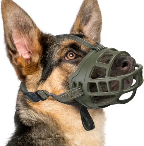 Vista 9 de Bozal de cesta de perro BARKLESS para pastor alemán para evitar morder Small Medium Large Dogs, Soft Cage Mouth Cover for Biting Chewing, Allow
