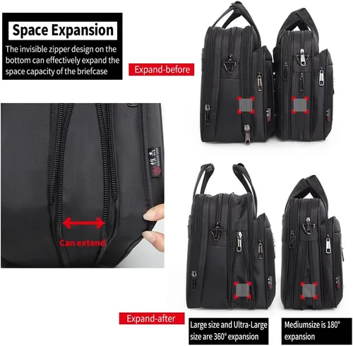 Vista 5 de Maletines grandes para hombres bolsa de lona para computadora portátil bolsa de trabajo bolsas de trabajo bolsa de negocios para hombre de oficina