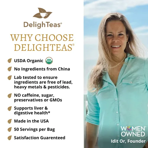 Vista 6 de DelighTeas Té orgánico de desintoxicación del hígado con taza de té inspiradora Alivio del estómago y limpieza del hígado Cardo lechero