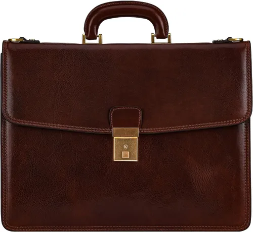 Vista 10 de Time Resistance Leather Briefcase - Italian Handmade Leather Laptop Bag - Handbag for Men - Professional Computer Case