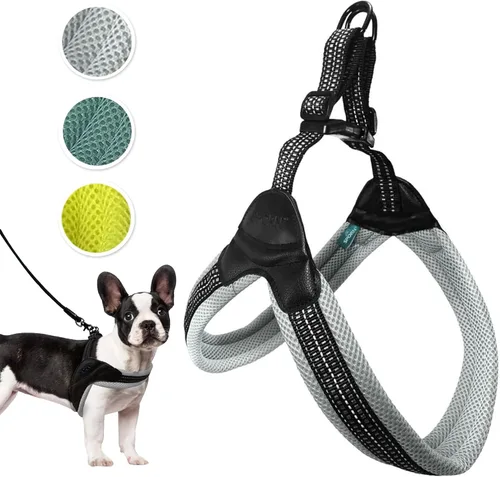 Vista 12 de Sporn Arnés de malla de fácil ajuste para perro de tamaño pequeño, color turquesa, tela suave, de nailon, sin estrangulamiento, arnés para perro