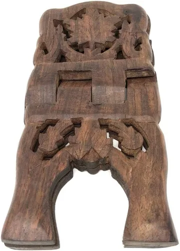 Vista 3 de Azuregreen Soporte para libros del Corán Rihal Rehal de madera tallada Eid