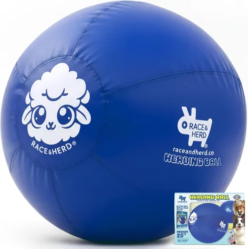 Vista 16 de Race&Herd Pelota de pastoreo XXL original de 25 pulgadas para perros grandes, juguetes de pastoreo, pelota duradera para perros grandes al aire