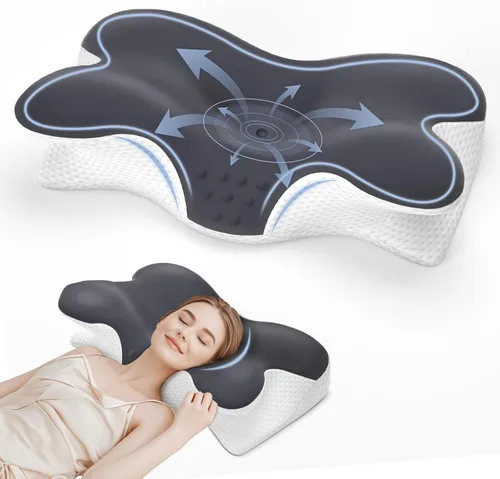Vista 2 de Almohada cervical para aliviar el dolor de cuello, almohada cervical de espuma viscoelástica para dormir, almohada ortopédica de apoyo