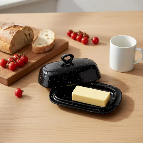 Vista 6 de HASENSE - Mantequillera de porcelana, mantequera grande con tapa, soporte de mantequilla con cubierta, recipiente de mantequilla para mantequilla
