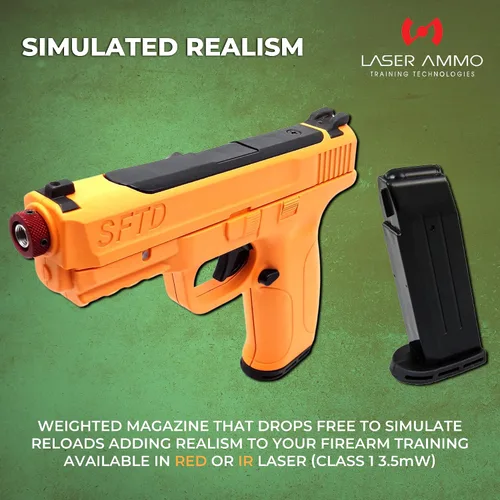 Vista 4 de Pistola de entrenamiento láser avanzada con láser de entrenamiento rojo o invisible (Clase I, 3.5 mW) Elija la opción a continuación - Pistola