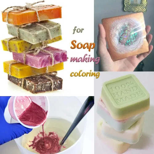 Vista 4 de Polvo de mica, resina en polvo de perla en botella, suministros de pigmento para pintura, jabón, bomba de baño artesanales, elaboración de velas