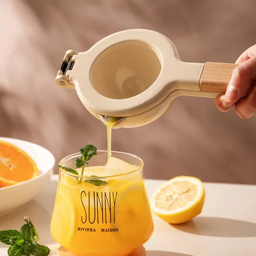 Vista 4 de Exprimidor de cítricos, Exprimidor manual de metal Exprimidor de limón con mango de madera, Exprimidor de cítricos de mano Herramienta de cocina