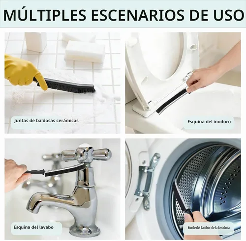 Vista 5 de Juego de cepillos de limpieza para grietas, herramientas de limpieza dura para lechada de baño, rieles de ventanas y puertas de ducha, limpieza