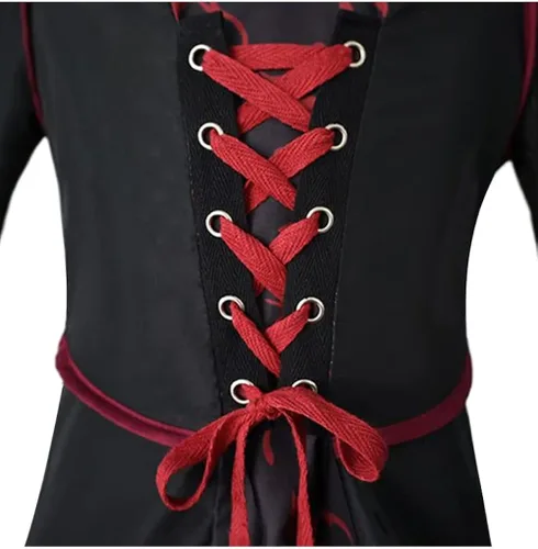 Vista 4 de Disfraz de vampiro para niñas disfraz real de Halloween con gargantilla de vampiro vestido medieval gótico vampiro fiesta de miedo para niños reina