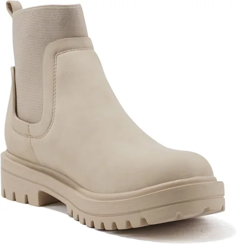 Vista 4 de Soda TAPER Botines de tacón bajo con suela de lengüeta para mujer, estilo Chelsea