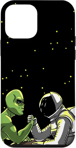 Vista 12 de Carcasa divertida para iPhone 14 Alien And Astronaut Arm Wrestling
