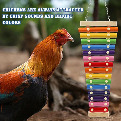 Vista 4 de Dnoifne Juguete grande y colorido de xilófono de pollo, juguete de xilófono divertido colgante con 15 llaves de metal, accesorios de juguete