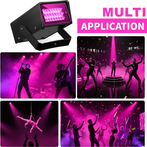 Vista 3 de ENUOLI Mini luz estroboscópica LED de color blanco con 24 LED superbrillantes de control de velocidad variable para clubes de Navidad, efecto