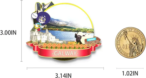 Vista 3 de Imán de Irlanda Galway para nevera de madera 3D, monumentos de viaje, coleccionables, recuerdos, decoración hecha a mano
