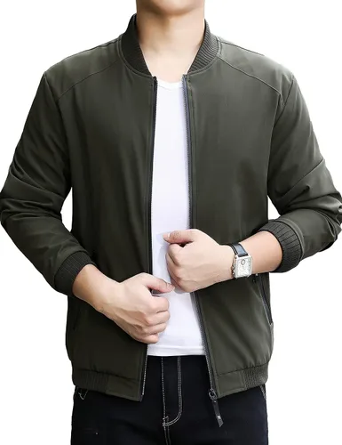 Vista 2 de Lentta - Chaqueta Bomber de Ajuste Delgado y Ligera de Softshell para Hombre, Chaquetas de Otoño para Hombre
