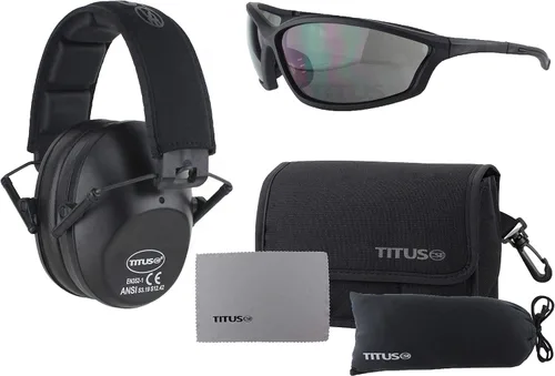 Vista 17 de TITUS Paquete combinado de orejeras y gafas de seguridad de línea delgada