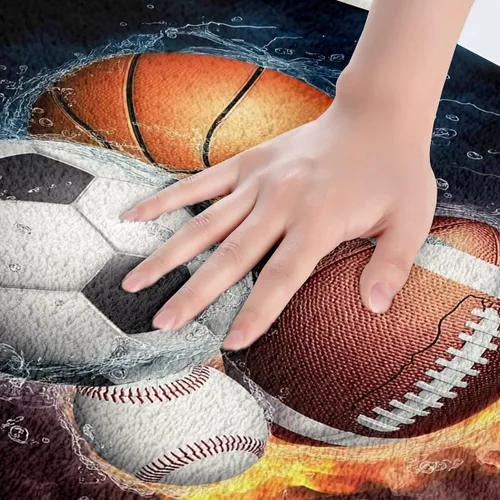 Vista 5 de Erosebridal Alfombras deportivas de baño para niños de 16 x 24 pulgadas, tapete de baño de béisbol y fútbol, para niños, adolescentes, baloncesto