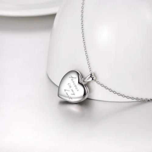 Vista 5 de Collar de plata esterlina 925 con medallón de corazón que mantiene fotos para siempre en tu corazón medallón collar medallón para mujeres y niñas