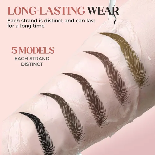 Vista 2 de Microblading - Lápiz de cejas 3D de 4 puntas, resistente al agua, de larga duración, con efecto de maquillaje natural para todo el día (negro)