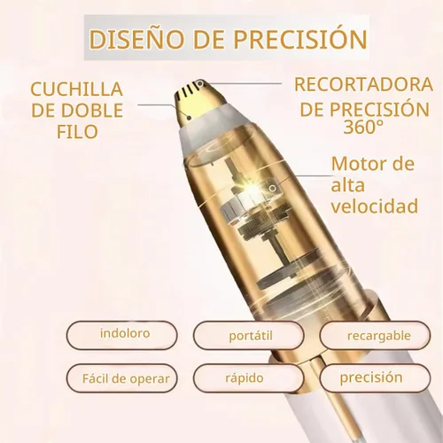 Vista 4 de Removedor eléctrico de cejas para mujer, luz LED, hoja de acero inoxidable, recargable, antialérgico, multifuncional, piel limpia, sin tirones