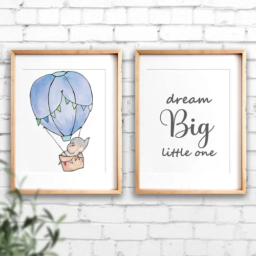 Vista 5 de IIILUYOT Decoración inspiradora de elefante, impresiones artísticas de pared para habitación del bebé, bonita pared de elefante para guardería