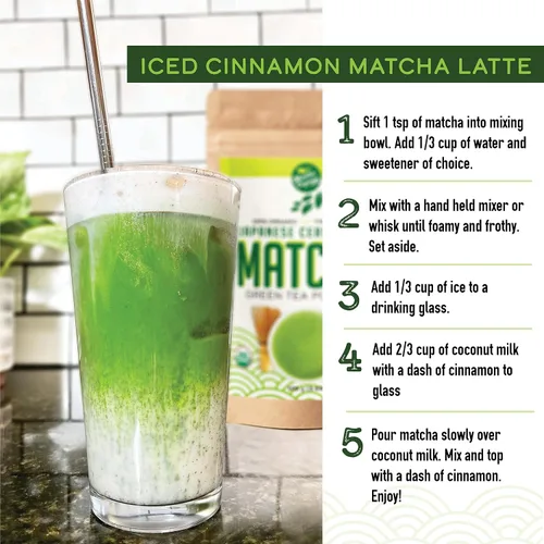 Vista 7 de Polvo de té verde matcha ceremonial japonés premium - Primera cosecha del grado más alto - Orgánico certificado por USDA y JAS - De Japón - Perfecto