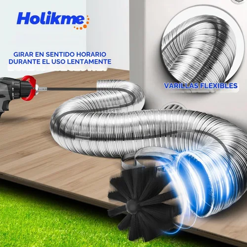 Vista 2 de Holikme Kit de limpiador de ventilación de secadora de 30 pies, cepillo flexible para pelusa con accesorio de taladro, cepillos de chimenea que se