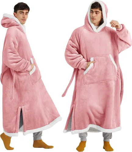 Vista 25 de Bedsure Manta Vestible con Capucha para Mujer - Manta Larga de Forro Polar Sherpa con Capucha para Adultos, Mujeres y Hombres, Cálida y Acogedora
