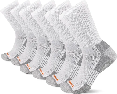 Vista 12 de Merrell Men's and Women's Recycled Cushioned Crew Socks-6 & 12 Pairs-Hiking Arch Support negro (6 pares)