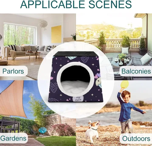 Vista 3 de Fashion Capsule Pet Waterloo plegable Cat House Cat Bed Cat Sofá 3 en 1 Diseño para mascotas pequeñas Pastel Púrpura Corazón