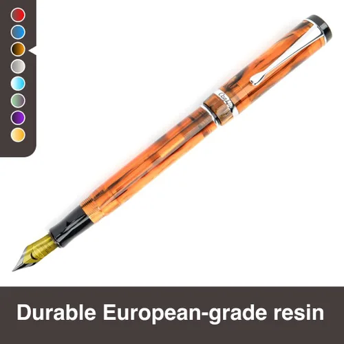 Vista 6 de Conklin Duragraph - Pluma estilográfica ámbar, punta media de oro macizo de 14 quilates, elegante herramienta de escritura con acabado ámbar cálido