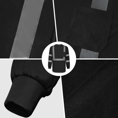 Vista 5 de TCCFCCT Camisas de seguridad para hombre reflectantes Clase 3 de manga larga de alta visibilidad, camisas de alta visibilidad para hombre y mujer