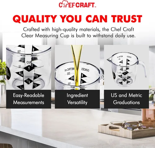 Vista 6 de Chef Craft Select Taza medidora de plástico, capacidad de 1 taza, transparente