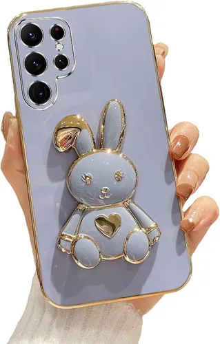 Vista 64 de Funda con soporte de conejo de corazón para Samsung Galaxy A10, cubierta protectora de TPU suave galvanizada a prueba de golpes con bonito soporte
