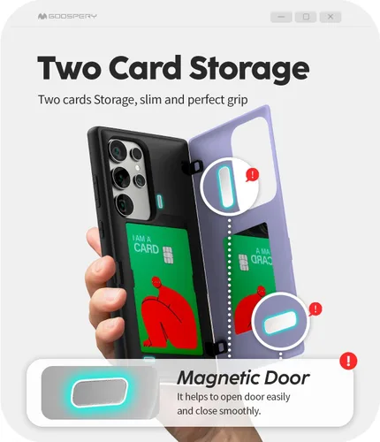 Vista 115 de GOOSPERY Parachoques magnético para puerta compatible con Galaxy S9 Plus, tarjetero tipo billetera con cierre automático por iman, funda protectora