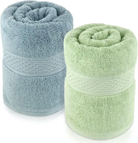 Vista 7 de Cleanbear Toallas de Baño Suaves Toallas de Ducha Juego de 2 con Colores Variados 100% Algodón Toallas de Baño para Hombres y Mujeres de Secado