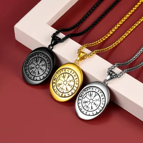 Vista 9 de FaithHeart Collar con colgante de lobo vikingo nórdico para hombres y mujeres, acero inoxidable, chapado en oro de 18 quilates, joyería con embalaje