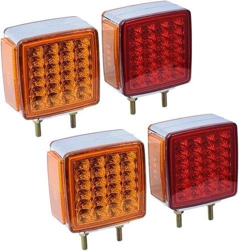 Vista 14 de Astra Depot 2 piezas de luz de cara doble de 3" redondas, 24 LED, color rojo, ámbar y blanco, para remolque de camión semi, tractor, vehículo largo