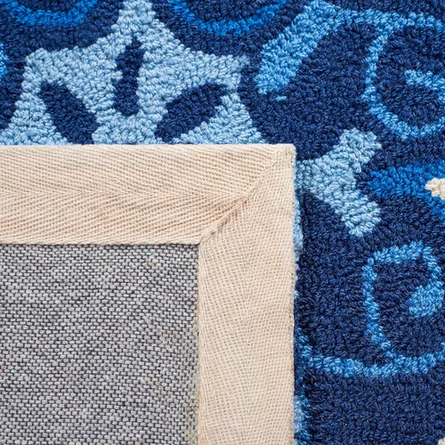 Vista 8 de SAFAVIEH Four Seasons Collection FRS232A - Alfombra de pasillo floral enganchada a mano, 2 pies 3 pulgadas x 8 pies, color azul marino/marfil