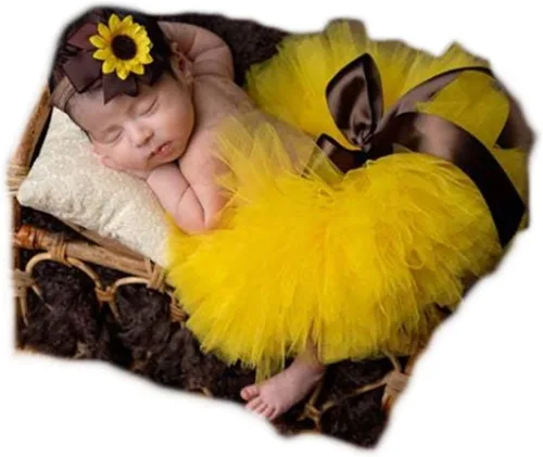 Vista 5 de Accesorios de fotografía para bebé niño y niña, trajes para sesión de fotos recién nacidos, encantador, vestido tutú, diadema de flores