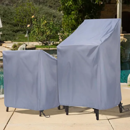 Vista 7 de Fundas Impermeables para Sillas Apilables, Fundas para Muebles de Patio Exterior Uranshin Sillas Apiladas 210D Oxford Fundas para Sillas de Descanso
