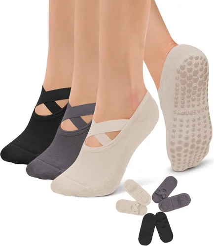 Vista 12 de Diu Life Paquete de 3 Calcetines de Pilates Yoga con Agarres para Mujeres, Antideslizantes, Entrenamiento, Pure Barre, Ballet, Danza, Calcetines
