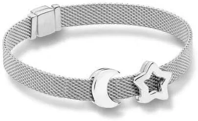 Vista 3 de Juego de pulsera de plata de ley 925 real de oro rosa con reflejos originales para mujer pulsera de abalorios joyería de bricolaje