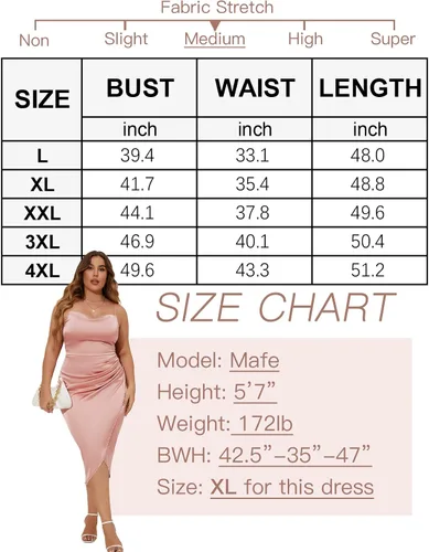 Vista 7 de ZOMVA Vestido de satén de talla extragrande 1X-4X con cuello drapeado y tirantes delgados, elegante vestido midi para invitados de boda, cóctel