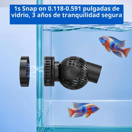 Vista 3 de Bomba de Circulación de Acuario de 1050 GPH Generador de Olas Cabezal de Potencia con Montaje Magnético Succión Azul