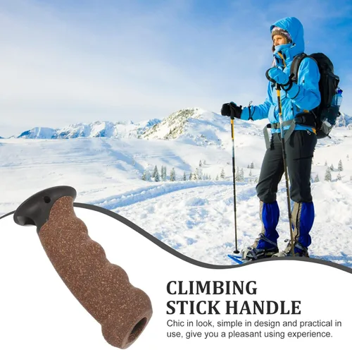 Vista 9 de Mango de bastón, mango de caña de senderismo, mango de corcho, agarre de poste de trekking, puntas de bastón, protectores de repuesto, adaptador