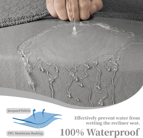 Vista 4 de Fundas de sofá reclinable seccional 100% impermeables para sofá reclinable en forma de L, funda de sofá modular de esquina en forma de L, fundas