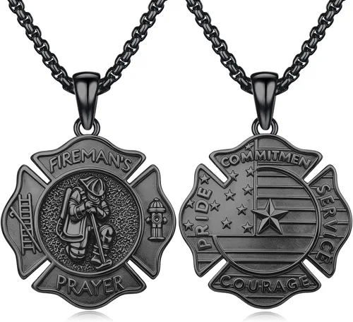 Vista 67 de Collar de amuleto de medalla de San Patrono de plata/oro de 14 39A-St Peregrino-Plata